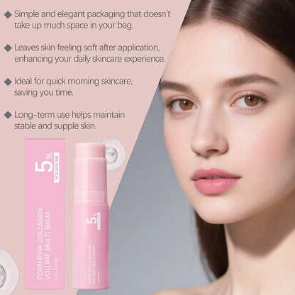PDRN Pink Collagen Volume Multi Balm Stick 5% Volufiline Long-Lasting Moisturizing Firming Repair Stick for Face Neck Eye