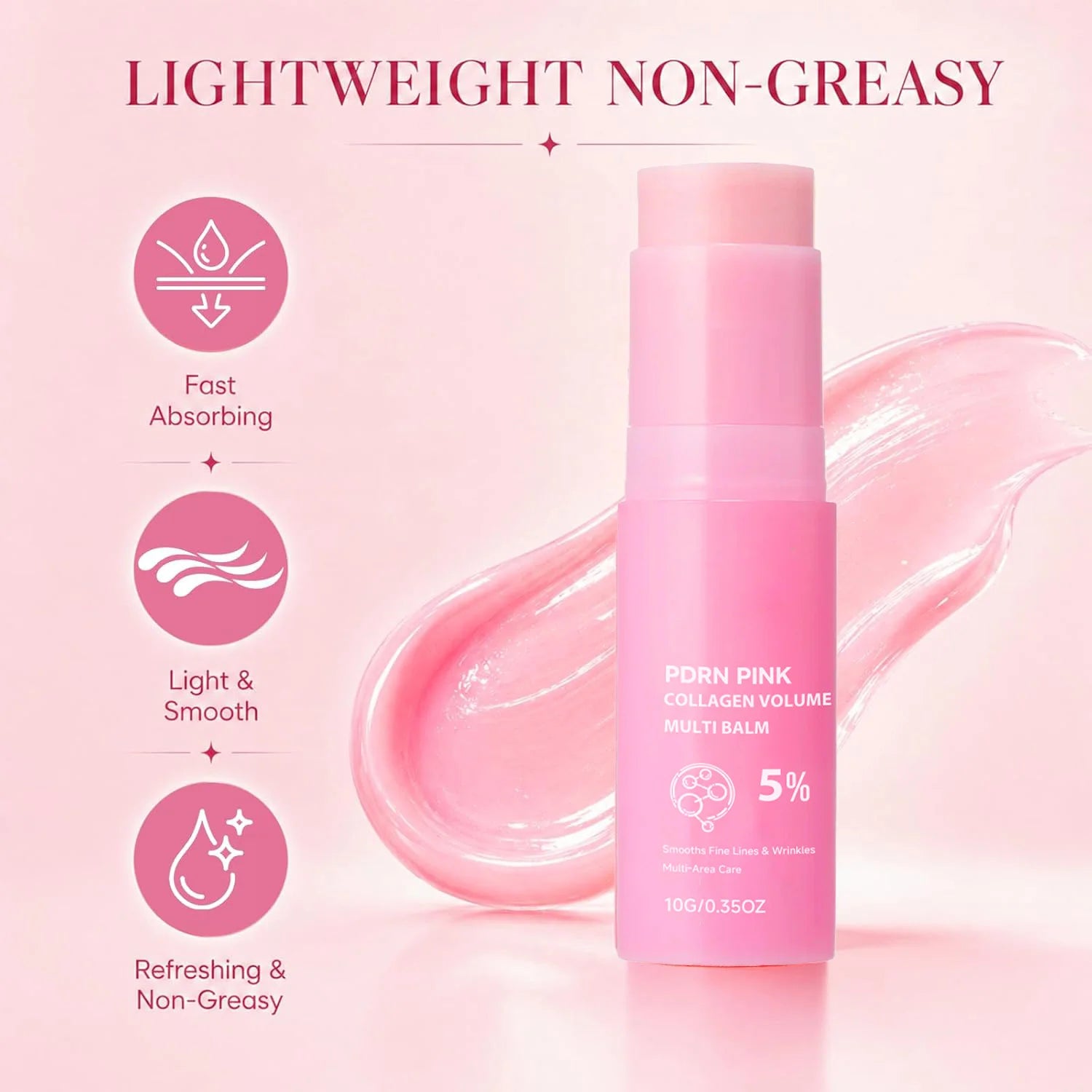 PDRN Pink Collagen Volume Multi Balm Collagen Hydrating Stick for Face, Neck, under Eyes, Lips, Lines Care Plumping&Firming Skin