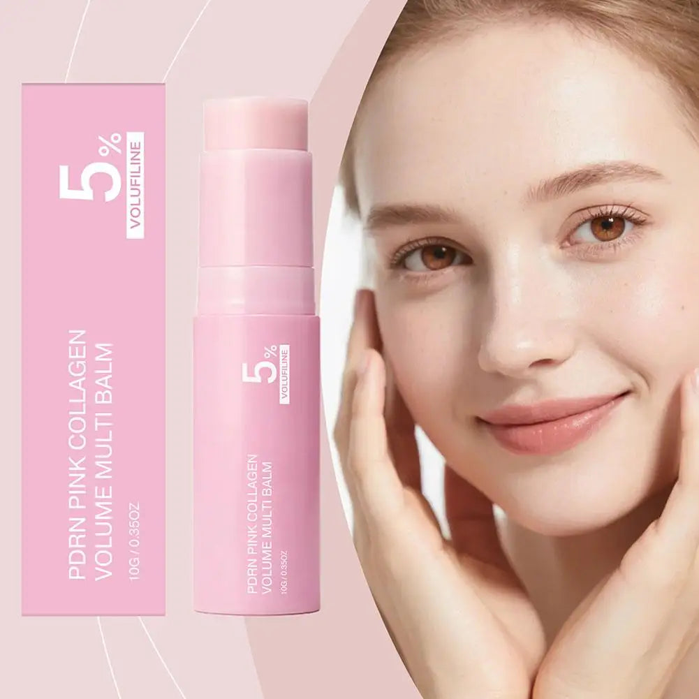 PDRN Pink Collagen Volume Multi Balm Stick 5% Volufiline Long-Lasting Moisturizing Firming Repair Stick for Face Neck Eye